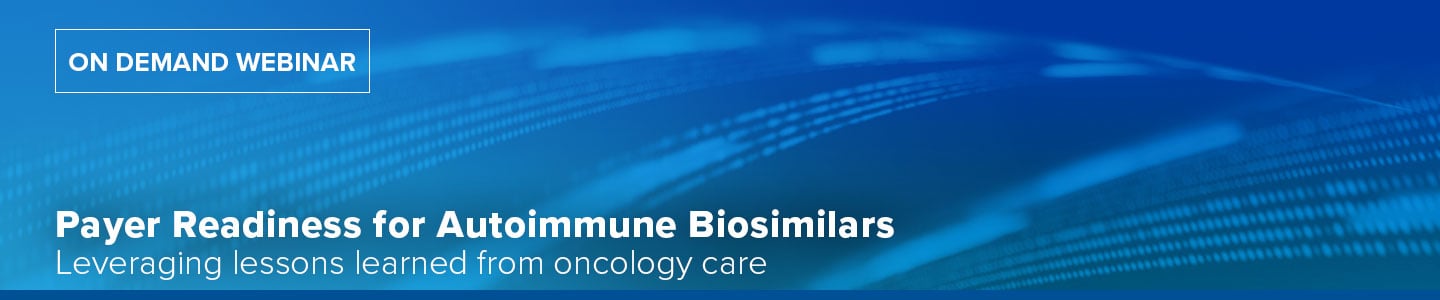 On Demand Webinar: Payer Readiness for Autoimmune Biosimilars with light blue gradient background image